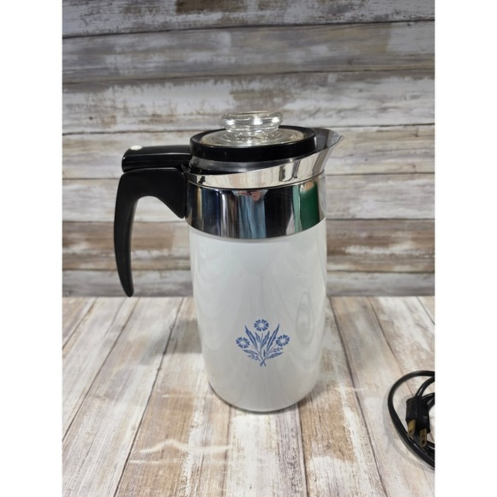 Vintage Corning Ware Blue Cornflower 10 Cup Electric Coffee Percolator P-121 - Picture 4 of 14